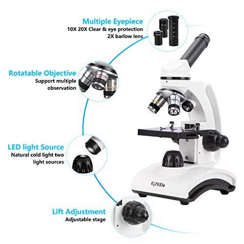 2 KiZHXlo+Monocular+Microscope+Magnification+Illumination