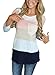 LISTONE Womens o-neck Striped 3/4 Sleeve Floral Blouse Tops patchwork casual blouse Pink S