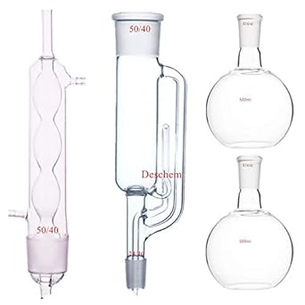 Deschem 500ml 24 40 Glass Soxhlet Extractor Allihn Condenser W