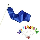 Voberry Dancing Ribbon Streamer Gym Rhythmic Rod Art Gymnastic Ballet Twirling Stick 4M (Blue)