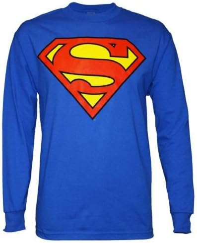 SUPERMAN "CLASSIC SHIELD" Long Sleeves Royal Blue Licensed Tee (Adult XL)