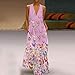 Summer Womens Long Dress 2020 New Beach Gown Sexy Deep V Neck Tank Top Loose Dress Boho Print by Mlide Hot Pinkthumb 3