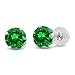 Gem Stone King 14K Gold Gemstone Birthstone Solitaire Stud Earrings | Round 6MM | Gold Earrings for Women