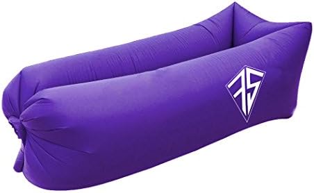 FS Inflatable Air Lounger with Carrying Bag, Securing Stakes, and Adjustable Size Perfect for Festivals, Camping, Hiking, Travel, Parties, Beaches, and Pools - Purple