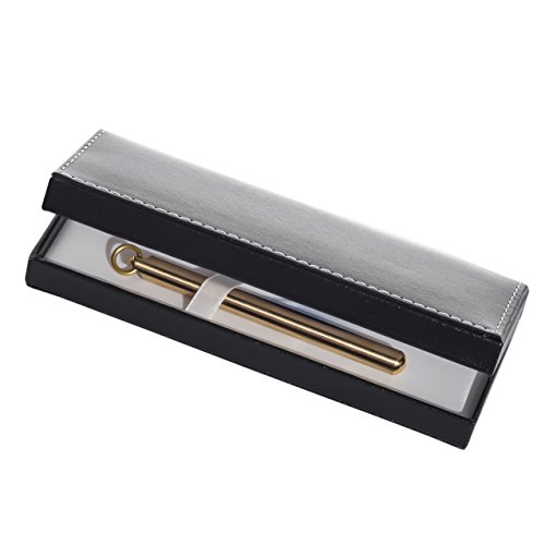 CKLT Brass Copper Ring Pen Contains 10 Refill High-End Leather Gift Box Gel Pen Artware Roller Pen Signature Pen (short)