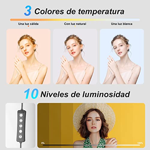 KOSCHEAL Light Ring with Tripod,Selfie Ring Light 10” Adjustable 1.8m and 37 Modes RGB Colors,Adjustable for Selfie,Makeup,Tiktok,Smartphone Compatible