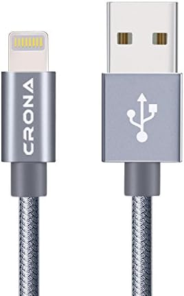 iPhone Cable, CRONA iPhone Charging Cable 4 Pack (6ft/6ft/3ft/1ft ) Nylon Braided Lightning Cable for iPhone X/ 8/8 Plus 7/7 Plus/ 6s/6s Plus /6 /6 Plus/5/5S iPad and iPod (Gray)