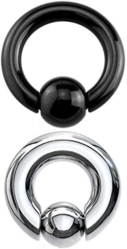 Two-Color Set Steel Spring Action Bead Captive Bead Rings (CBR) for Stretched Piercings 8G-0G