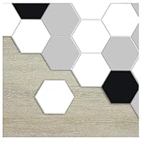 APSOONSELL Hexagon Geometric Patterned Home Wall Decor, Hexagon Floor Tile Stickers, Peel and Stick Tile Backsplash Stickers for Kitchen and Bathroom Decor, 9 inch, Pack of 10