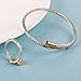 Zean Designer 14K Gold Plated Nail Bracelet and Ring for Womens Inspired Antique Jewelry Cross Cable Wire Bangle