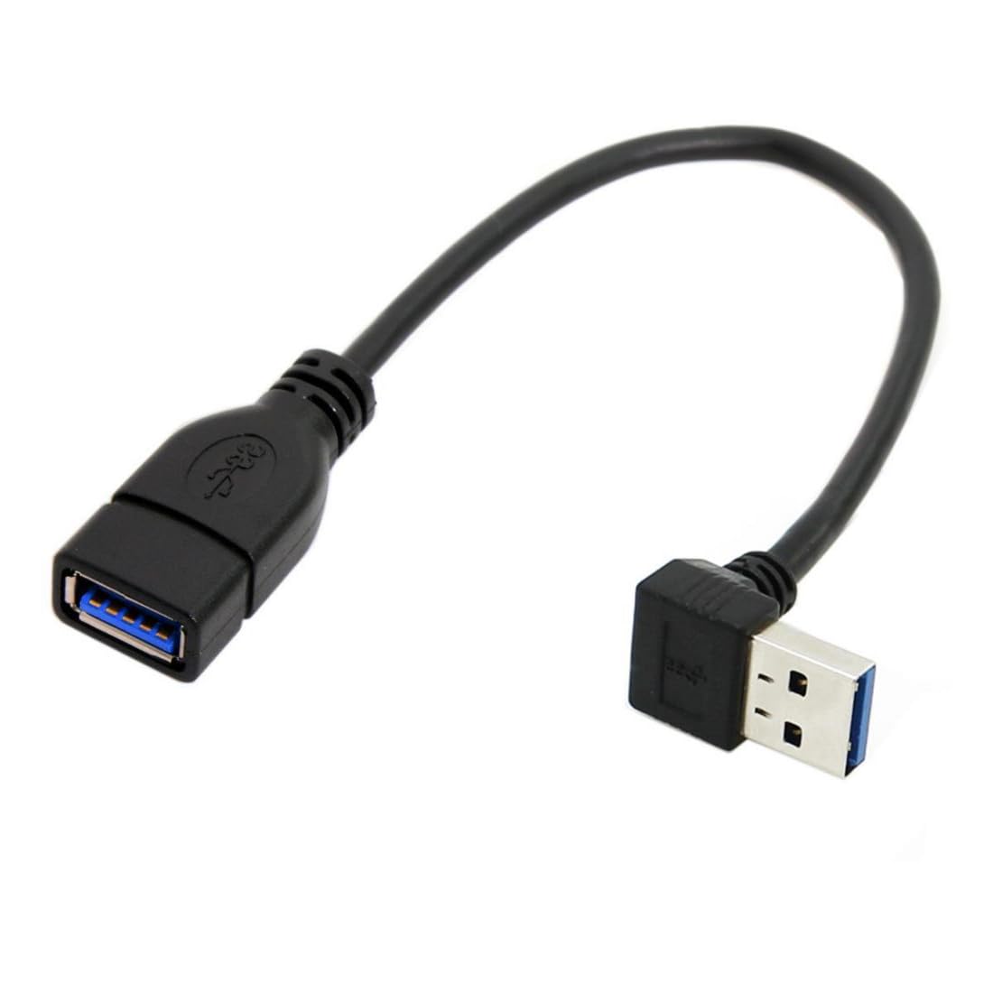 CY USB 3.0 Type-A Male Angled to USB 3.0 Type-A Female Extension Cable 20cm 5Gbps (Down Angled)