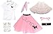 Hip Hop 50's Shop 7 Piece Child Poodle Skirt Outfit (Child 8 Light Pink)