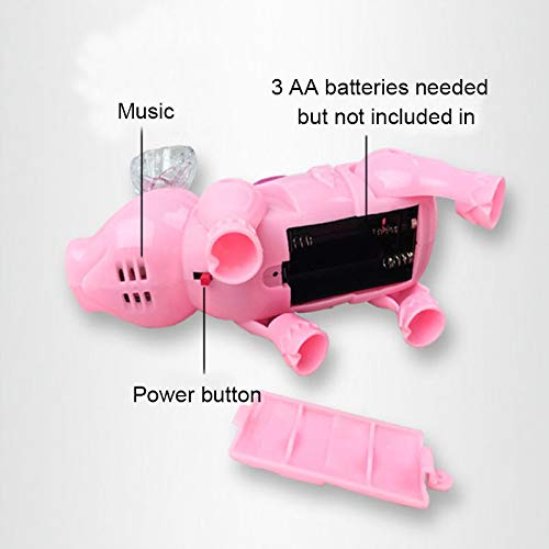 Electric Walking & Singing Musical Piggy Toy, OMGOD Pull and Sing Pig LED Flashing Lights Interactive Sound Stuffed Animal Puppy for Halloween Christmas birthday Best Gifts for Kids Toddler - Hot Pink - Thumbnail 3
