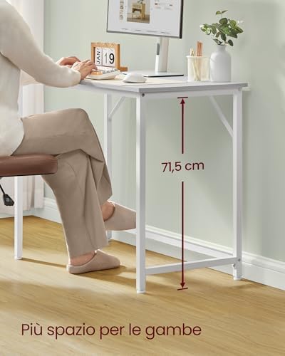 Scrivania per Computer, Postazione Lavoro, 50 x 100 x 76 cm, Scrivania da Ufficio, Studio Camera da Letto Soggiorno, Bianco Acero e Bianco Nuvola LWD041W44