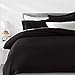 Amazon Basics Light-Weight Microfiber 3 Piece Duvet Cover Set with Snap Buttons - Full/Queen, Black, Solid