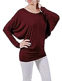 H2H Womens Comfy Boat Neck Long Dolman Sleeve Drape Jersey Top