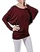 H2H Womens Comfy Soft Cool Boat Neck Solid Long Sleeve Dolman Drape Top Tee