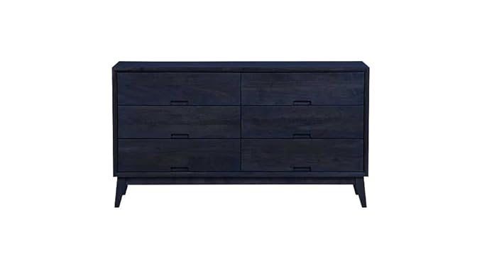 Aprodz Mango Wood Storage Cabinet Cruz Chest of 6 Drawers Furniture for Living Room | Ebony Clay