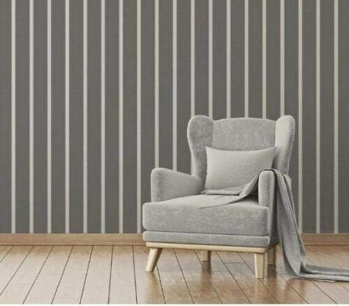 Fine Decor Luxury Textured Vinyl Wallpaper: Portland Black Stripe Glitter - Image 3