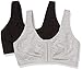 Fruit of the Loom Women’s Front Close Sports Bra Bra, Black hue/Heather Grey, 44thumb 1