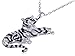 Alilang Crouching Silvery Tone Black Striped Rhinestone Tiger Pendant Necklace