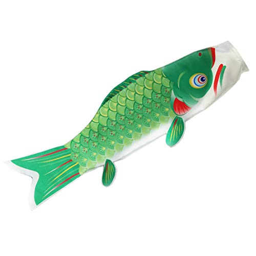 COGEEK Carp Wind Sock Flag Colorful Style Mini Koinobori Gifts Fish Wind Streamer Home Party Decorations (Green, 39.3)