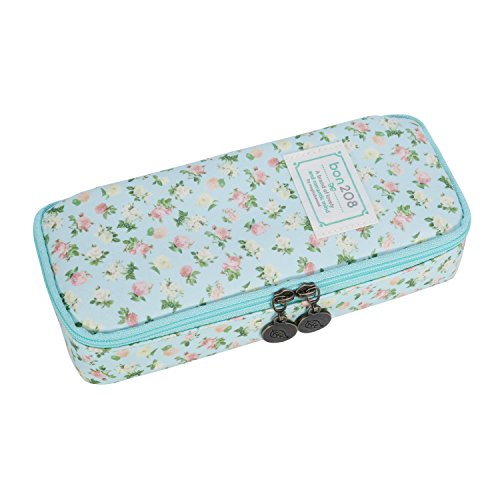 Cute Pencil Case For Girls Women,UBaymax Multifunction Waterproof High Capacity Floral Stationery Organizer Pen Pouch Makeup Bag Light Blue