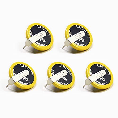 EEMB 5PCS LIR2032H Rechargeable Battery 70mah 3.7V Lithium-ion Coin Button Cell Batteries with Solder Tabs