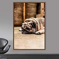 Framed Canvas Wall Art Pupper Animals Chic Dogs Multicolor Photography Urban - 16x24 inches