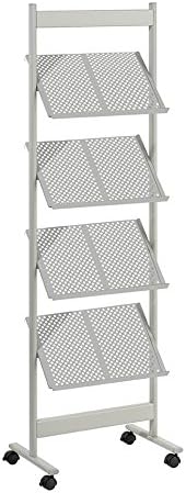 Franken Eco PS4108 Brochure Rack, DIN A4, 520 x 1650 x 380 mm/8 shelves/silver