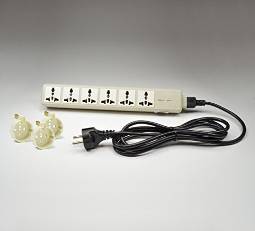 Universal 6 Outlet Power Strip. Use in Germany, France, Europe, UK, Italy, Denmark, Switzerland, Australia, China, Japan, Brazil, Argentina, S. America, Asia, Thailand, Israel, North America