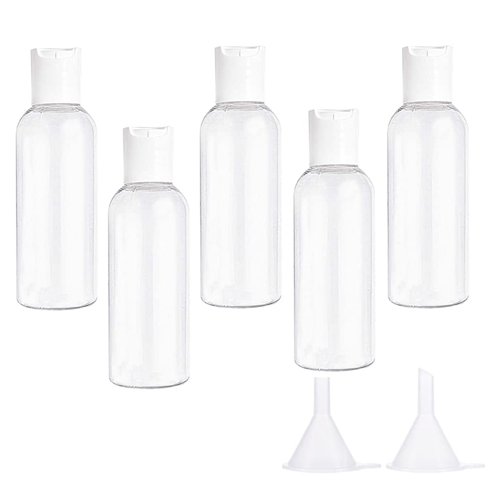Qiuyan 5 Sets 100ml Plastic Bottles Empty Refillable Transparent Travel Bottles for Travel or Cosmetic - Clear