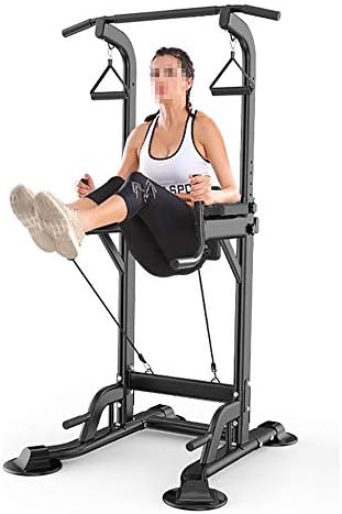 Power Tower & Gymtower, Multi-Function Power Tower With Vertical Knee Raise Dip Station Push-Up Station For Ropes & Slings, Sit-ups (Color : Black, Size : 230 * 90 * 97CM)