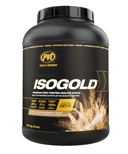 PVL ISOGOLD – Grass Fed - Premium Isolate 100% Whey Protein Shake – Enzyme Fortified - Ice Cream Cookie Sandwich- 2.27 kg