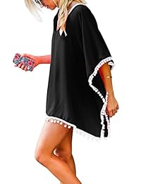 OLRAIN traje de baño con borla de gasa y pompón para dama, elegante traje de playa