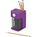 Electronic Pencil Sharpener With Auto Stop Safety Feature & Large Pencil Holder For Home, Office or Classroom, - Purple - By Office + Style