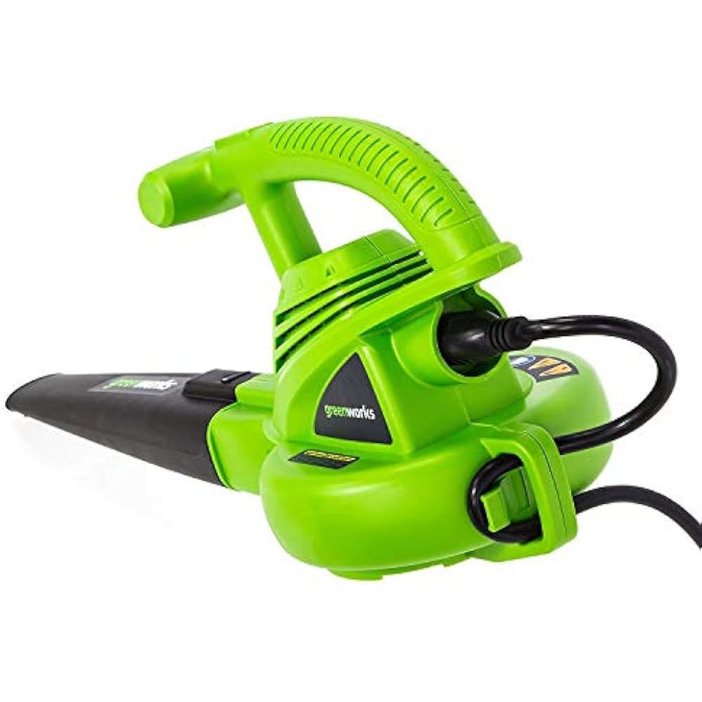 Greenworks 7 Amp Single Speed Electric Leaf Blower, 160 MPH, Extension