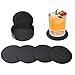 Coasters,Classic Pattern Faux Leather Drink Coasters set of 6 with Holder for Coffee Drinks by Happydavid(black round)