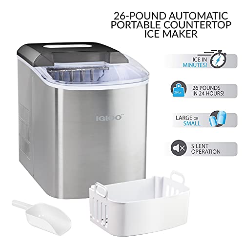 Igloo Automatic Portable Electric Countertop Ice Maker Machine, 26
