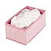 mDesign Fabric Drawer Organizer Bins, Kids/Baby Nursery Dresser, Closet, Shelf, Playroom Organization, Hold Clothes, Toys, Diapers, Bibs, Blankets, 2 Pack - Pink Herringbone