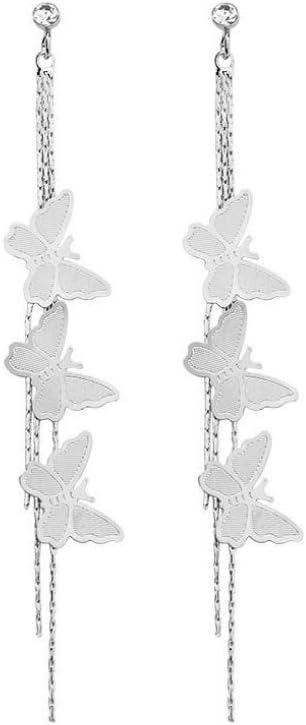 Fashion Jewelry Lovely Butterfly Crystal Long Earrings for Women Girls