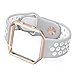 Fitbit Blaze Bands, UMTELE Sport Silicone Replacement Strap with Rose Gold Frame for Fitbit Blaze Smart Fitness Watch Silver/White