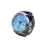 Start Unisex Men Women Couple Ring Watch Creative Elastic Stainless Steel Finger Watch (Blue)