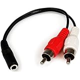 StarTech.com MUFMRCA 6-Inch 3.5mm Female to 2 x RCA Male - RCA to AUX Y Stereo Splitter Cable, Black