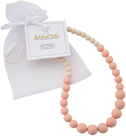 Silicone Teething Necklace for Mom, BPA Free, For Chewing and Used as a Nursing Necklace while Breastfeeding, Provides Soothing Relief & Acts as a Sensory Toy (Giraffe & Ring Alternative) – neutral