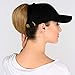 Phrase3 Ponytail Hat - Womens Ponytail Baseball Caps with High Ponytail Hole Design for Messy High Buns, All Cotton, Breathable (Black)