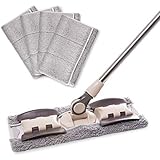 MAYSHINE Microfiber Hardwood Floor Mop - 5 Washable & Reusable Flat Mops Cloths/Pads, For Wet or Dry Floor Cleaning