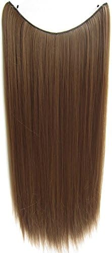 24" Straight Secret Halo Hair Extensions Women Flip in Synthetic Hair extension Hairpiece 100g (Color 10#)