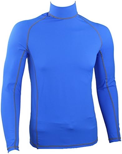 AUWAYDT Men's Long Sleeve Polyester UV 50+ Sun Protective Rash Guard,Blue,Large