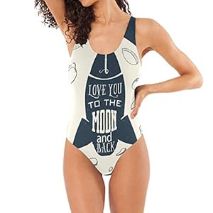 ALINLO Retro Raket Liefde naar De Maan 1 Stuk Badpak, Sexy Backless Bodysuit Badmode Strand Pak Badpak Bikini voor…
